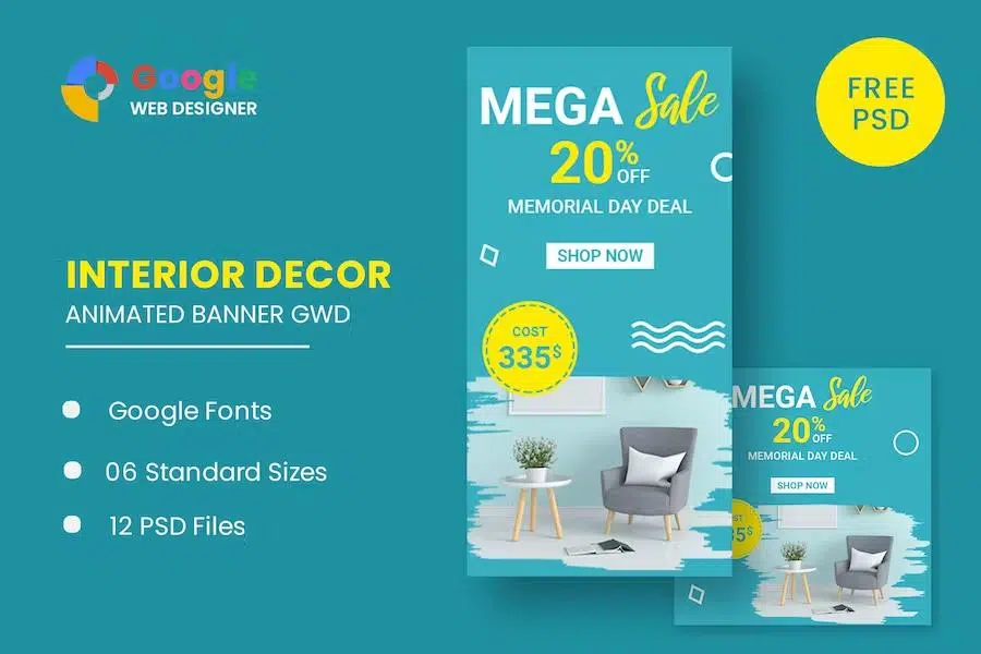 Interior Decor Google Adwords HTML5 Banner Ads GWD