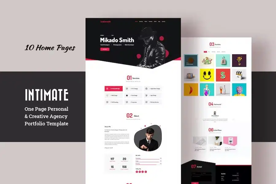 Intimate – One Page Personal & Agency Portfolio HTML-5 Template