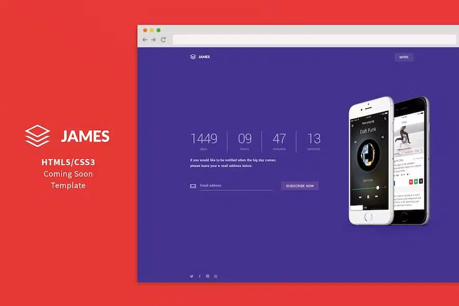 James – Material Design Coming Soon Template