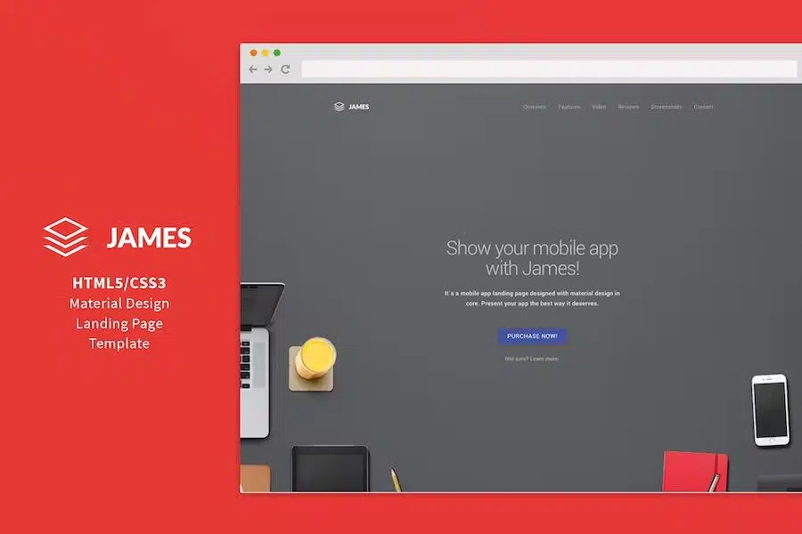 James – Material Design Mobile App Landing Page