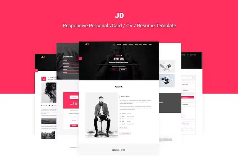 JD – Responsive Personal vCard CV Resume Template