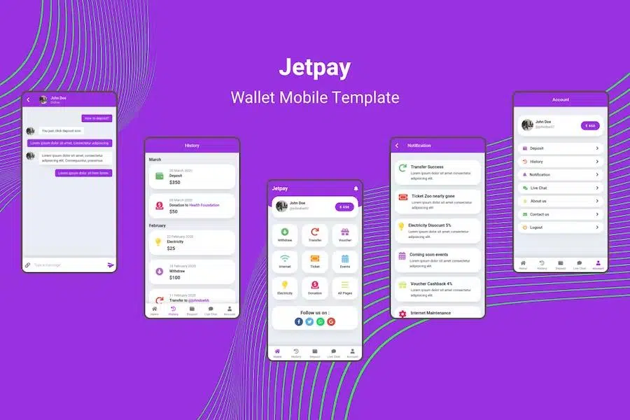 Jetpay – Wallet Mobile Template