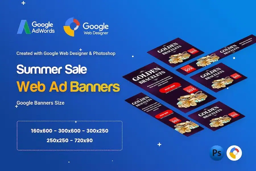 Jewelry Golden Banners Ad – GWD & PSD