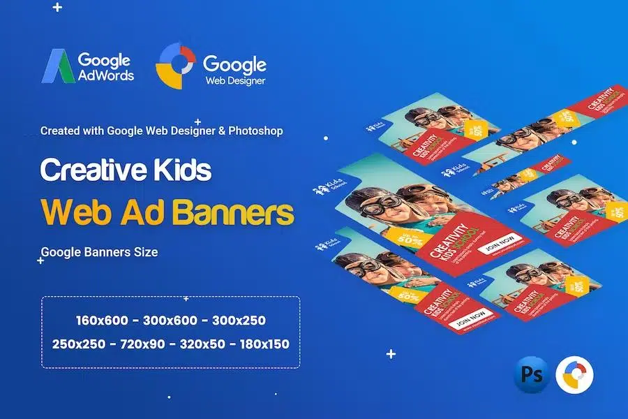 Kids Creative & School Banners Ad – GWD & PSD