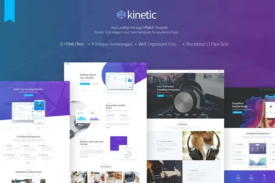 Kinetic – Desktop, Mobile & Product App Landing Pages