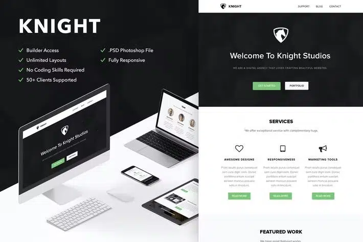 Knight – Responsive Email + Themebuilder Access