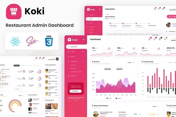 Koki – Restaurant Food React Admin Dashboard Template