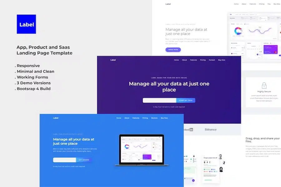 Label Software and App Landing Page Template