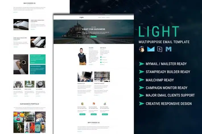 LIGHT – Multipurpose Responsive Email Template + Stampready Online Builder Access