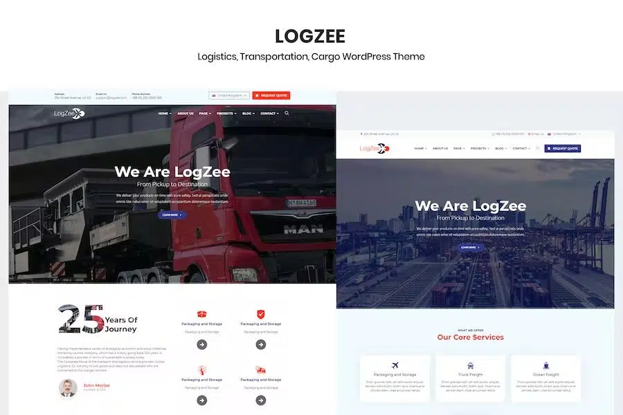 Logzee – Logistics, Transportation, Cargo WordPress Theme