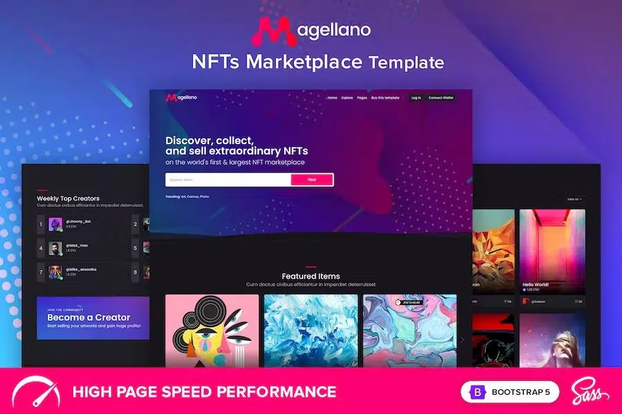 Magellano – NFT Marketplace HTML Template