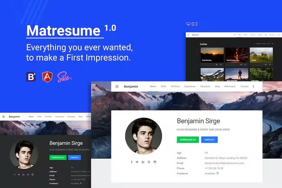 Matresume – Material CV Resume vCard Portfolio Html Template