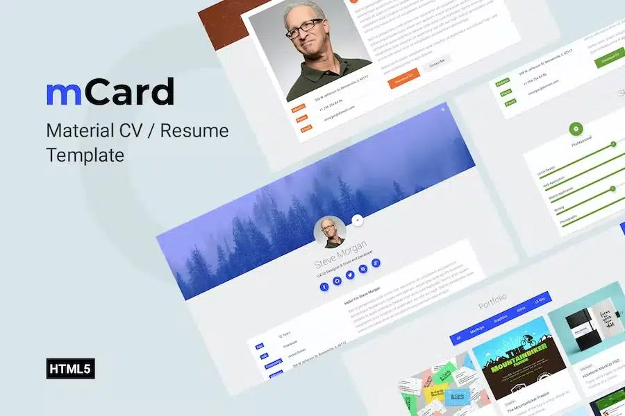 mCard – Material CV Resume HTML Template