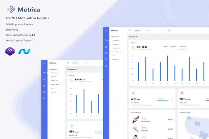 Metrica – ASP.NET MVC5 Admin & Dashboard Template