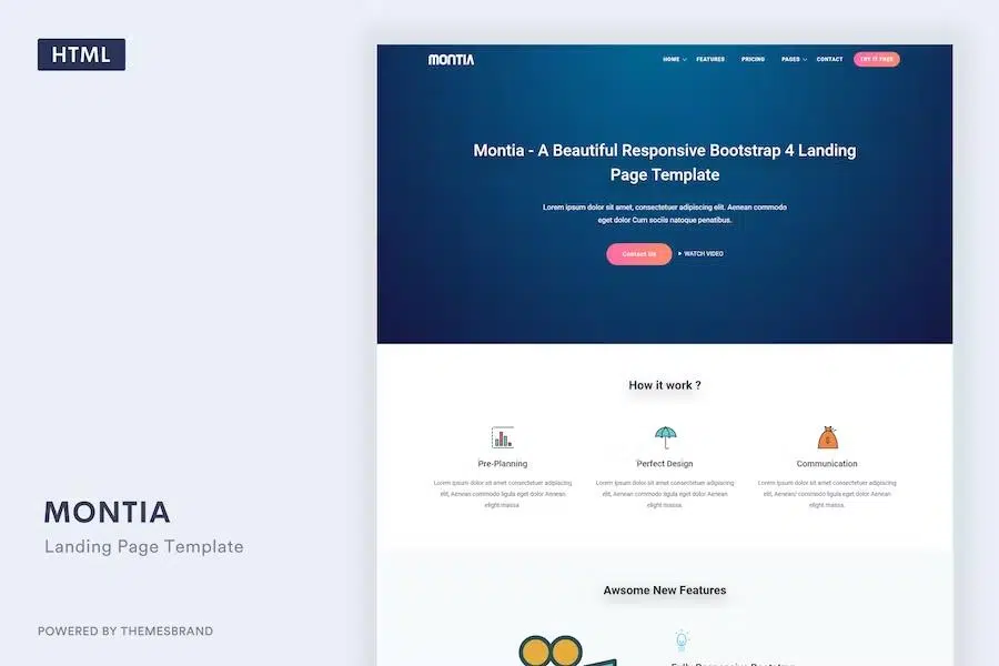 Montia – Landing Page Template