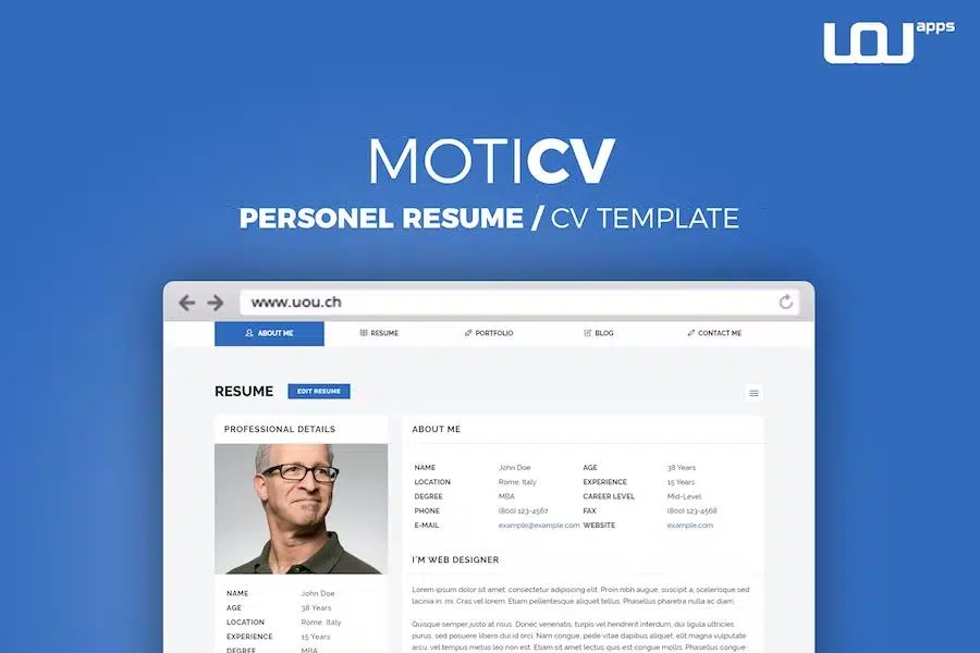 MotiCV – Resume CV HTML5 Template