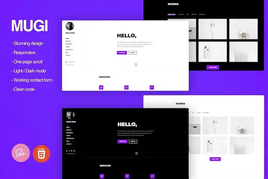 Mugi – Personal Portfolio & Resume HTML Template