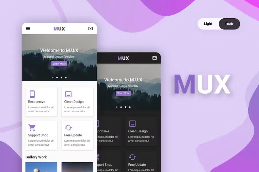 MUX – Material Design Web App UI Kit Mobile Template