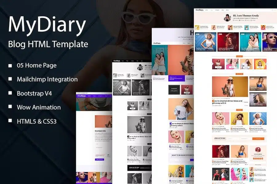 MyDiary – Newspaper Magazine & Personal Blog HTML Template