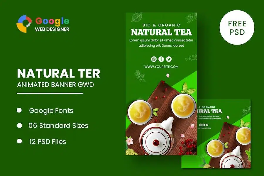 Natural Tea Animated Banner Google Web Designer