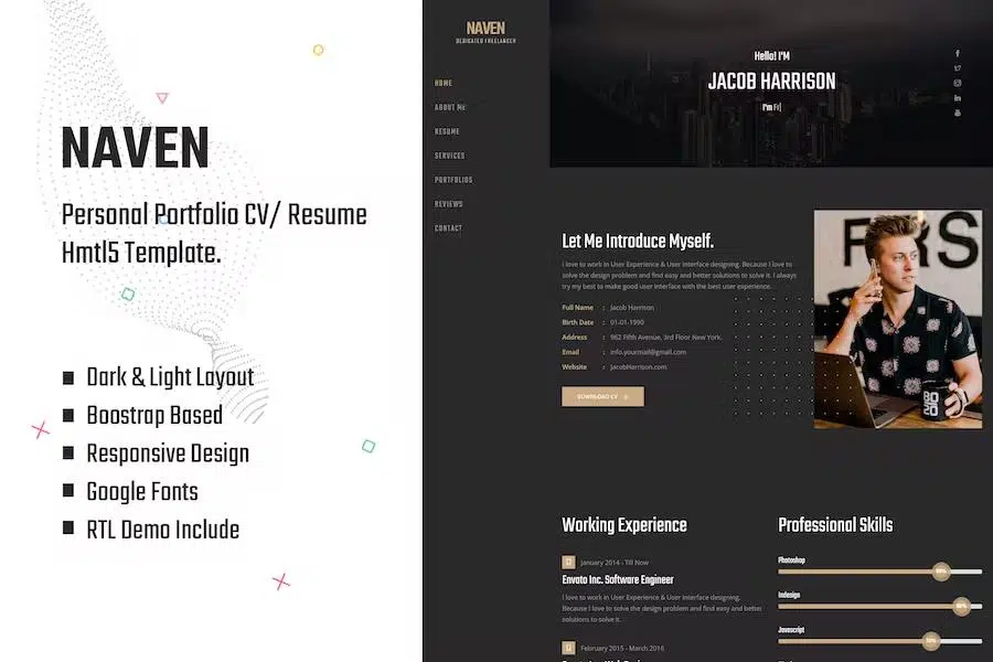 Naven – Resume CV vCard Portfolio Template