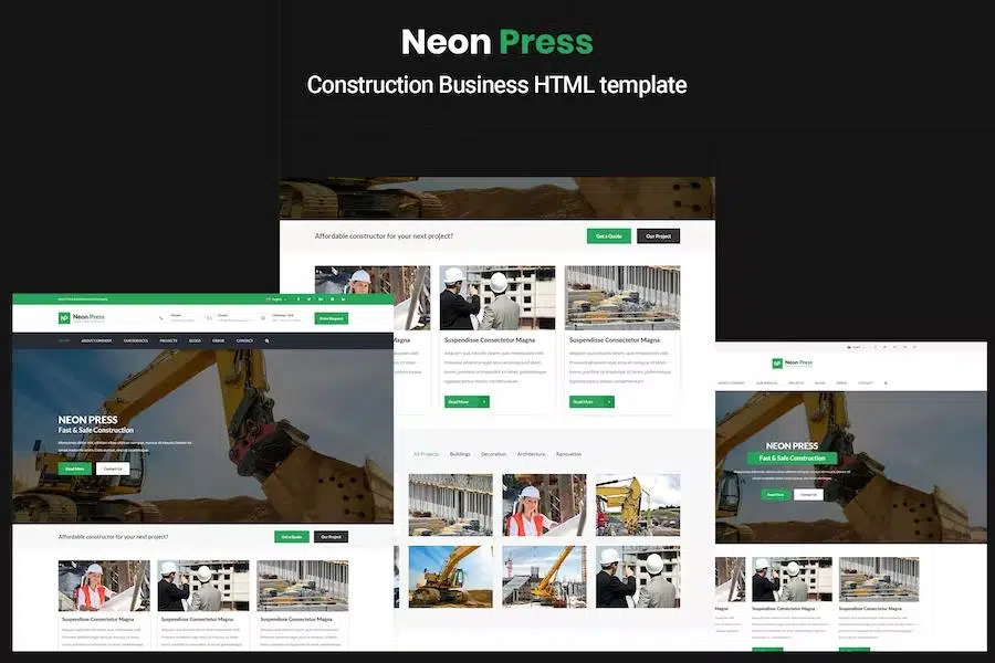 Neon-Press – Construction Business HTML template