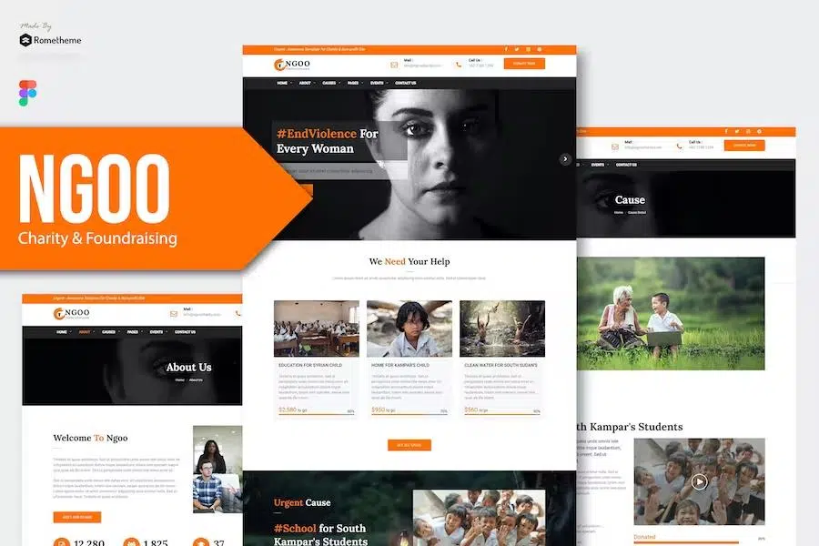 NGOO – Charity, Non-profit, and Fundraising Figma Template