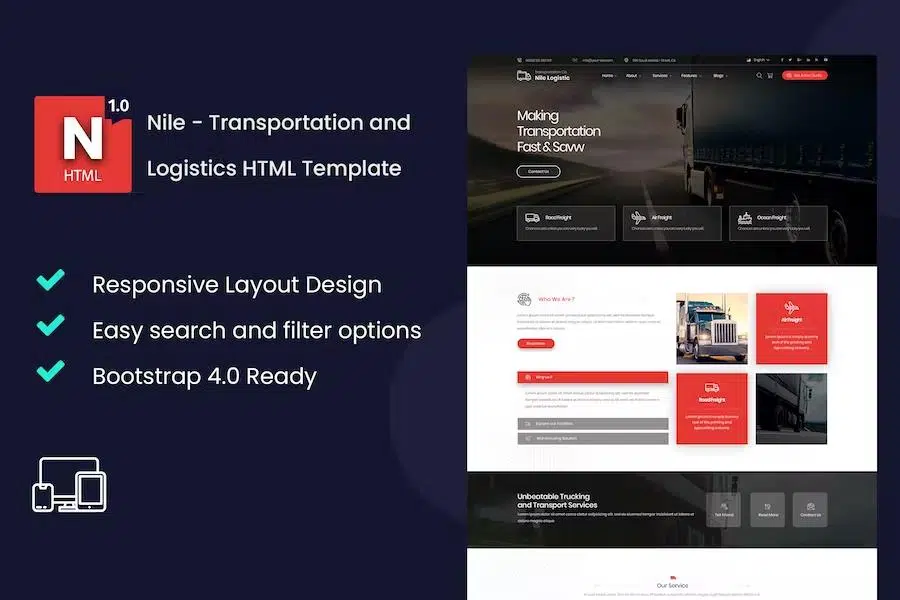 Nile – Transportation and Logistics HTML Template