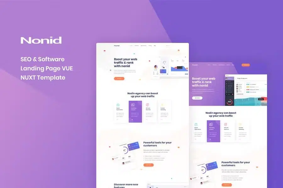 Nonid – Vue Nuxt SEO and Software Landing Page Template