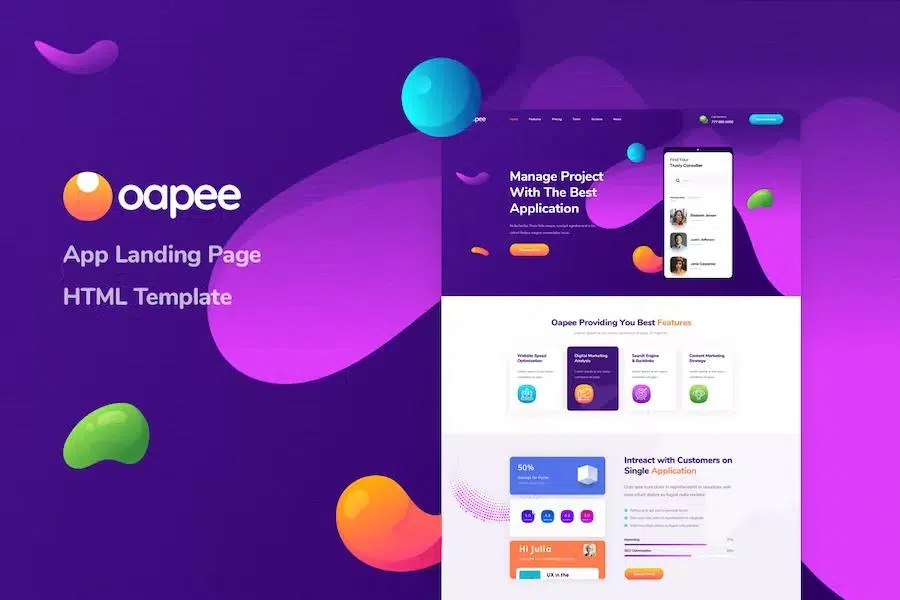 Oapee – App Landing Page HTML Template