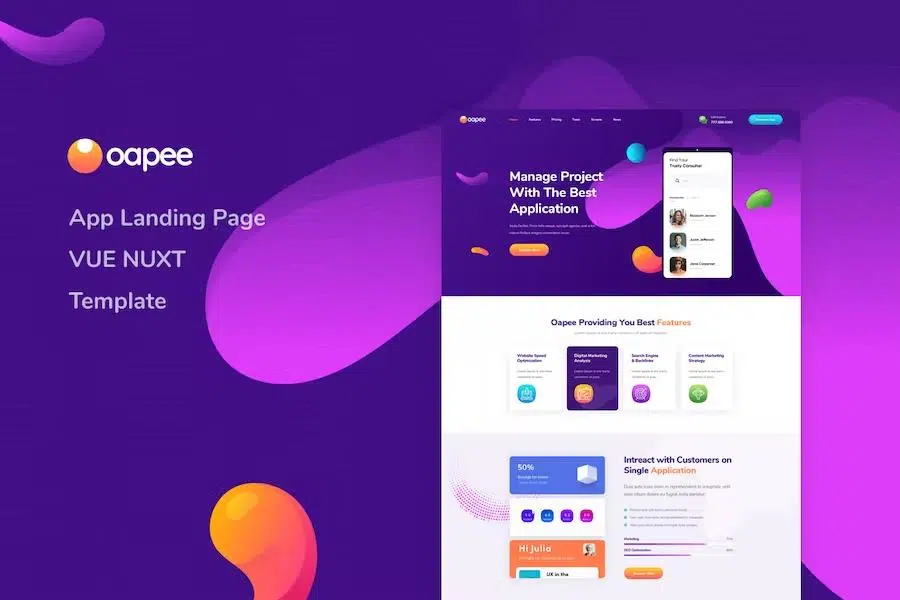 Oapee – Vue Nuxt App Landing Page Template