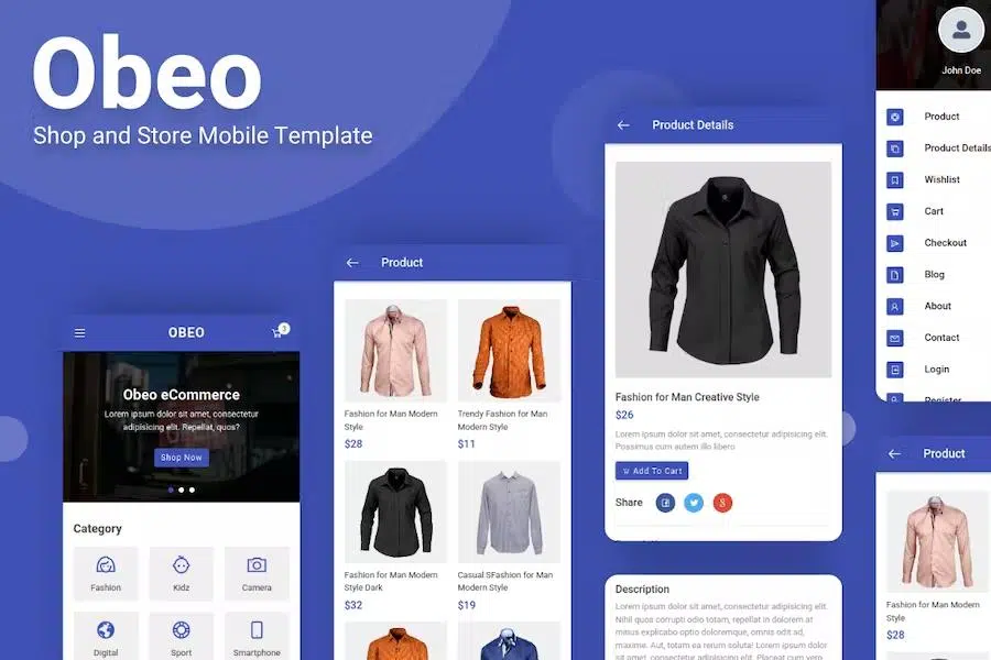 Obeo – Shop and Store Mobile Template