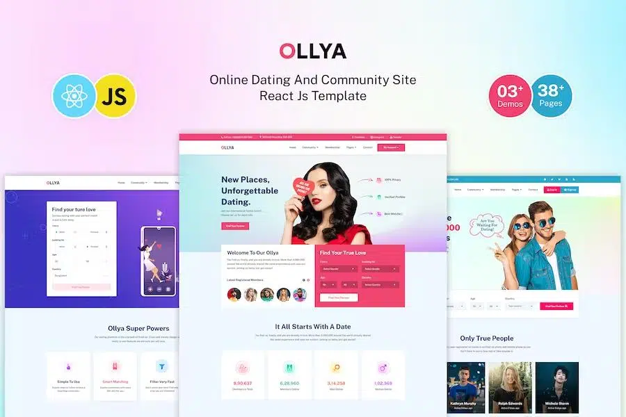 Ollya – Dating and Community Site React Js Template