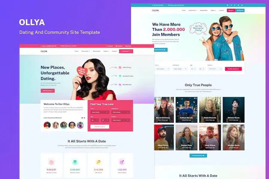 Ollya – Dating and Community Site Template