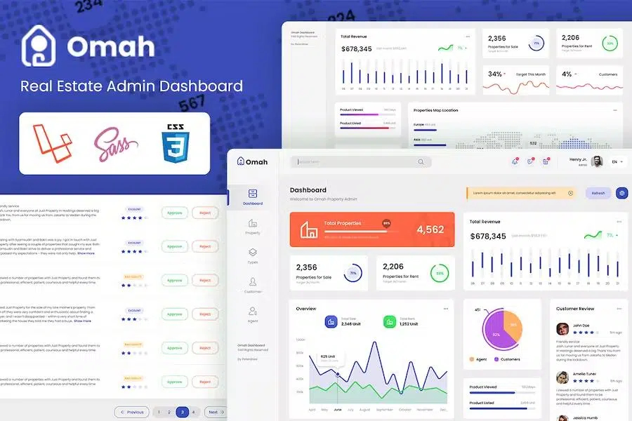 Omah – Real Estate Laravel Bootstrap Admin Dashboard