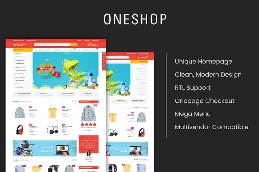OneShop – Drag & Drop Muti-vendor & Multipurpose Responsive OpenCart 3 Theme
