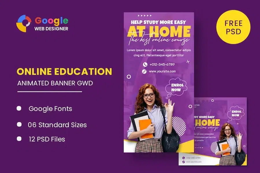 Online Education Animated Banner Google Web Design