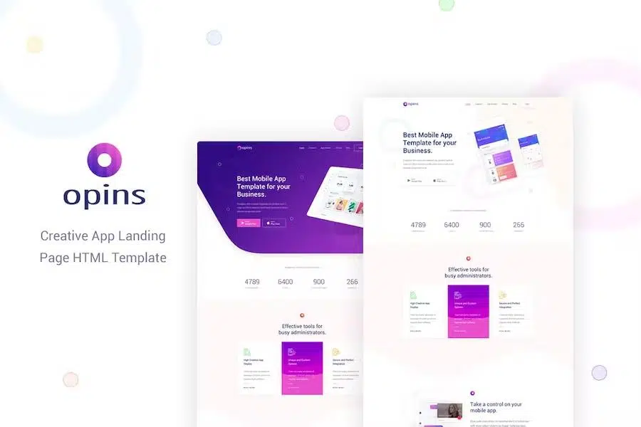 Opins – Creative App Landing Page HTML Template