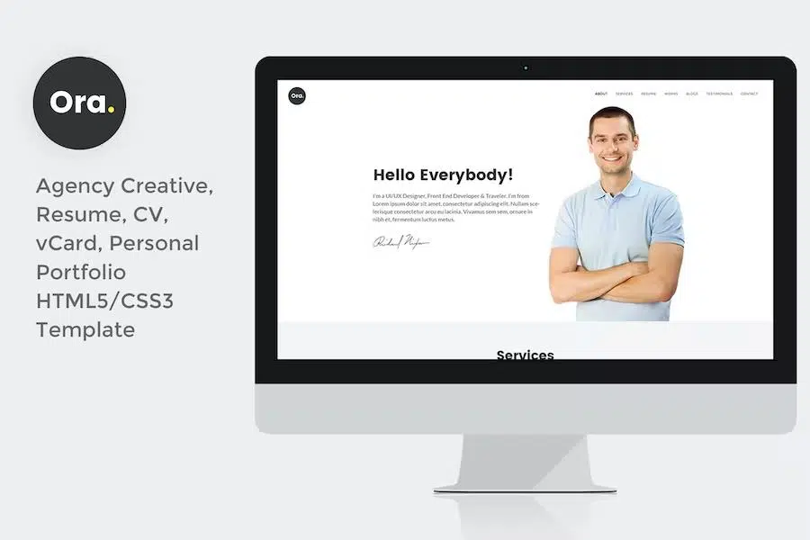 Ora – Responsive Resume CV vCard & Personal Portfolio HTML5 Template