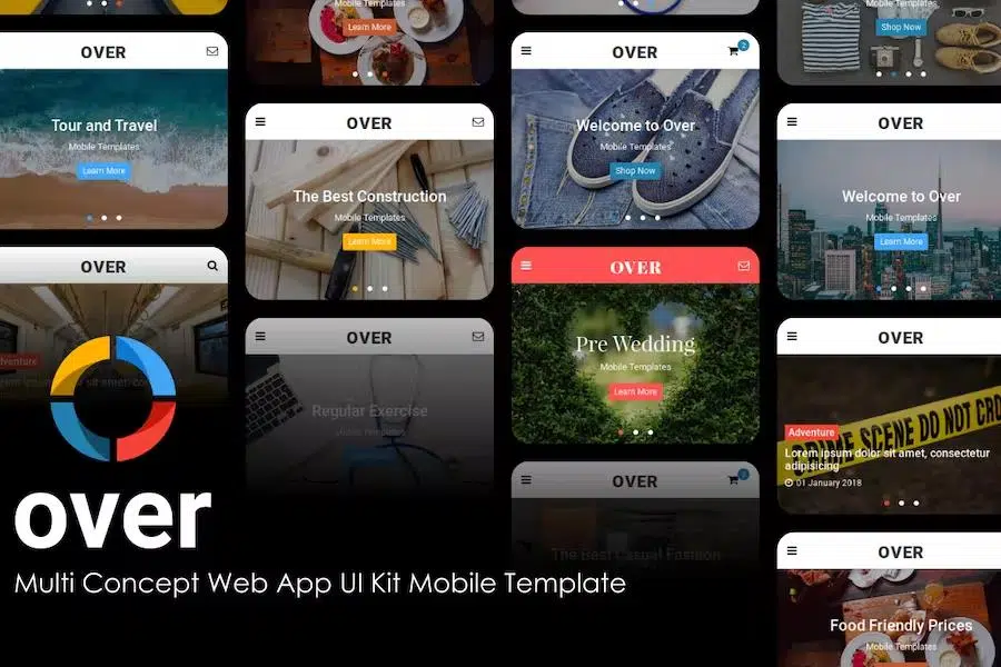 Over – Multi-Concept Web App UI Kit Mobile Template