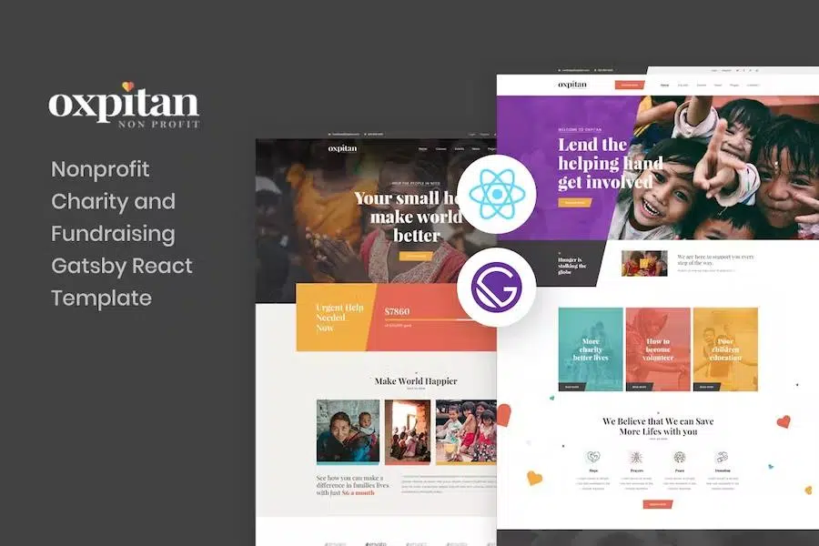 Oxpitan – Gatsby React Nonprofit Charity Template