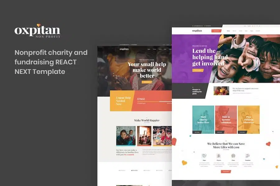 Oxpitan – React Next Nonprofit Charity and Fundraising Template