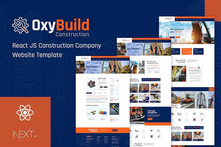 Oxybuild – React Construction Template with Next JS