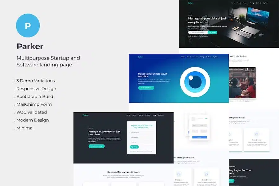 Parker Software and Startup Landing Page Template