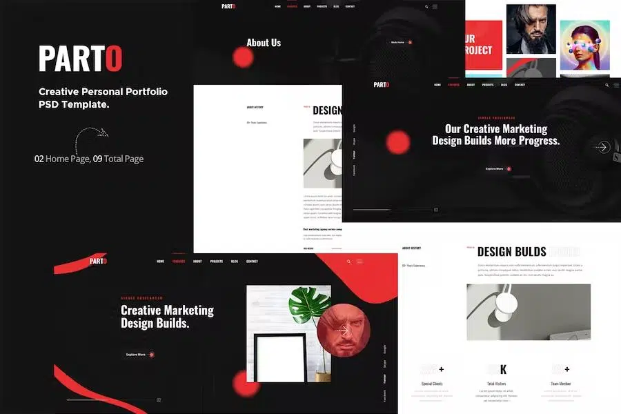 Parto – Creative Personal Portfolio PSD Template.