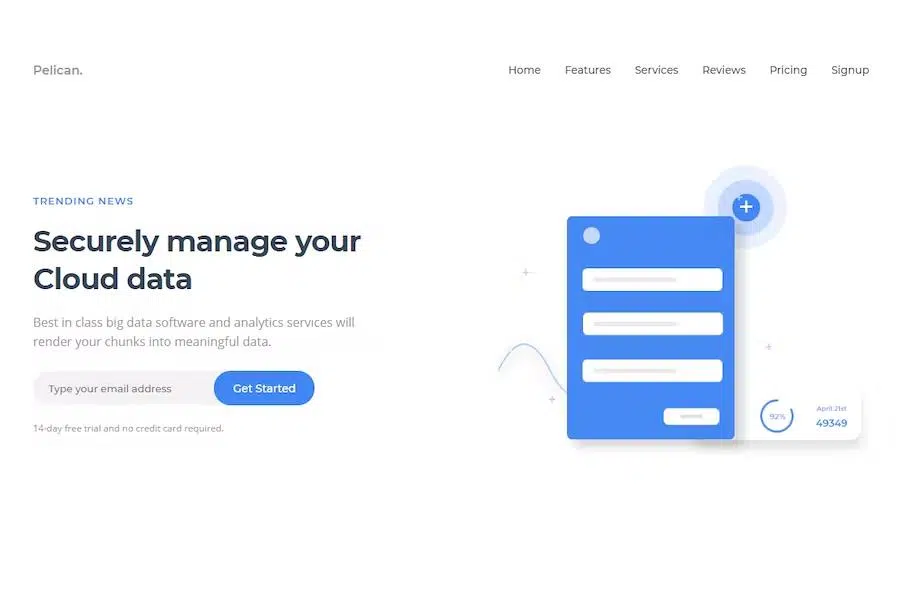 Pelican Startup and Software Landing Page