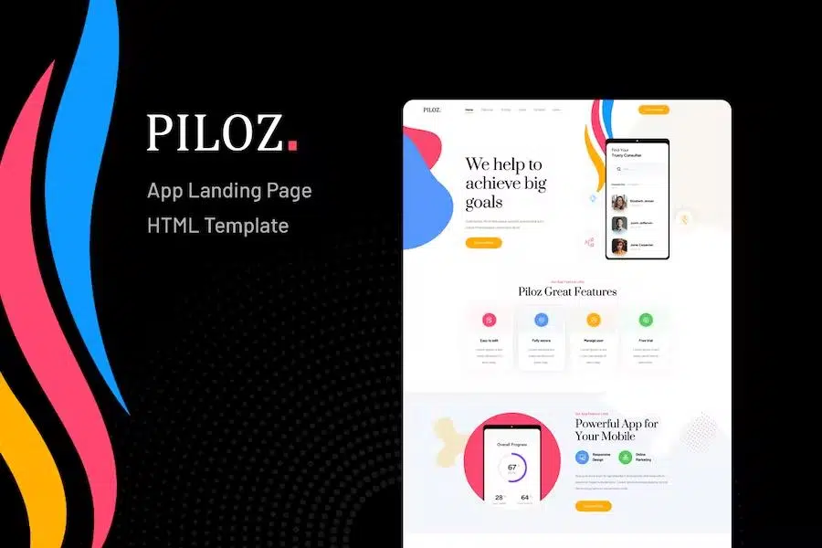 Piloz – App Landing Page HTML Template