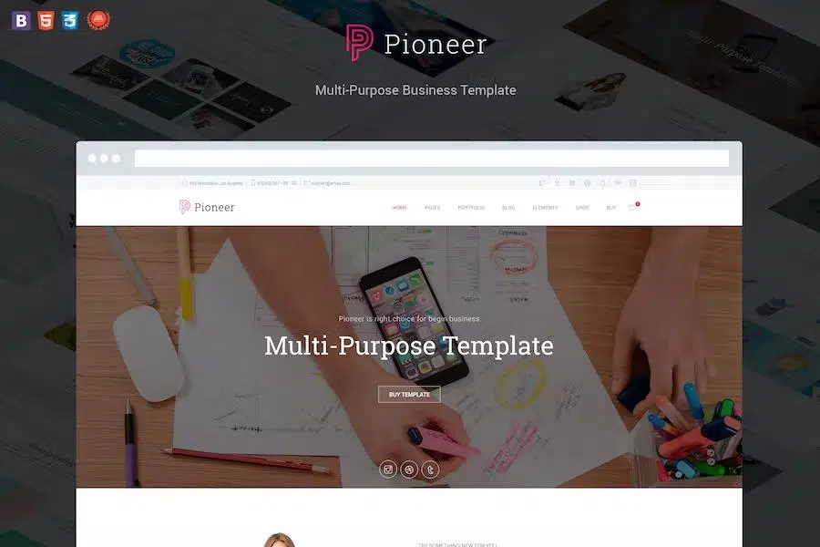 Pioneer – Multi-Purpose HTML 5 CSS 3 Corporate Template