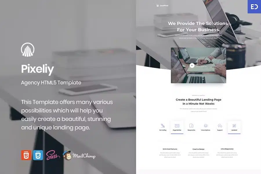 Pixeliy – Business HTML Landing Page Template