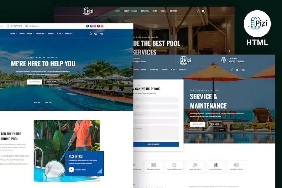 Pizi – Swimming Pool Services HTML Template